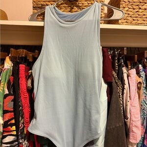 Klassy Network Sky Blue Ribbed Tank Top built in bra and removable pads